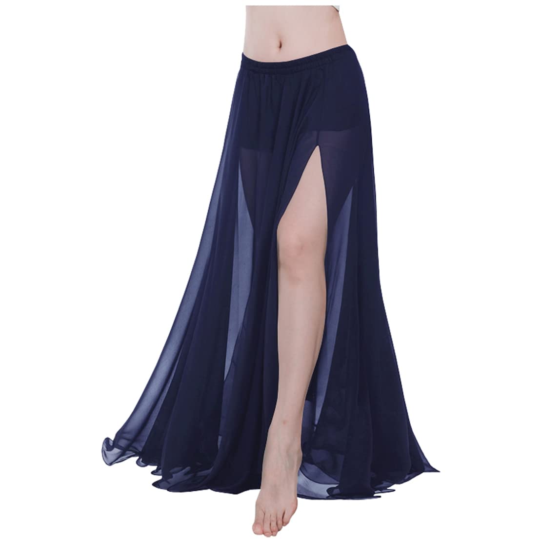 Indian Trendy Women Full/Ankle Length 2 Slide Slit Skirt Maxi Chiffon Long Petal