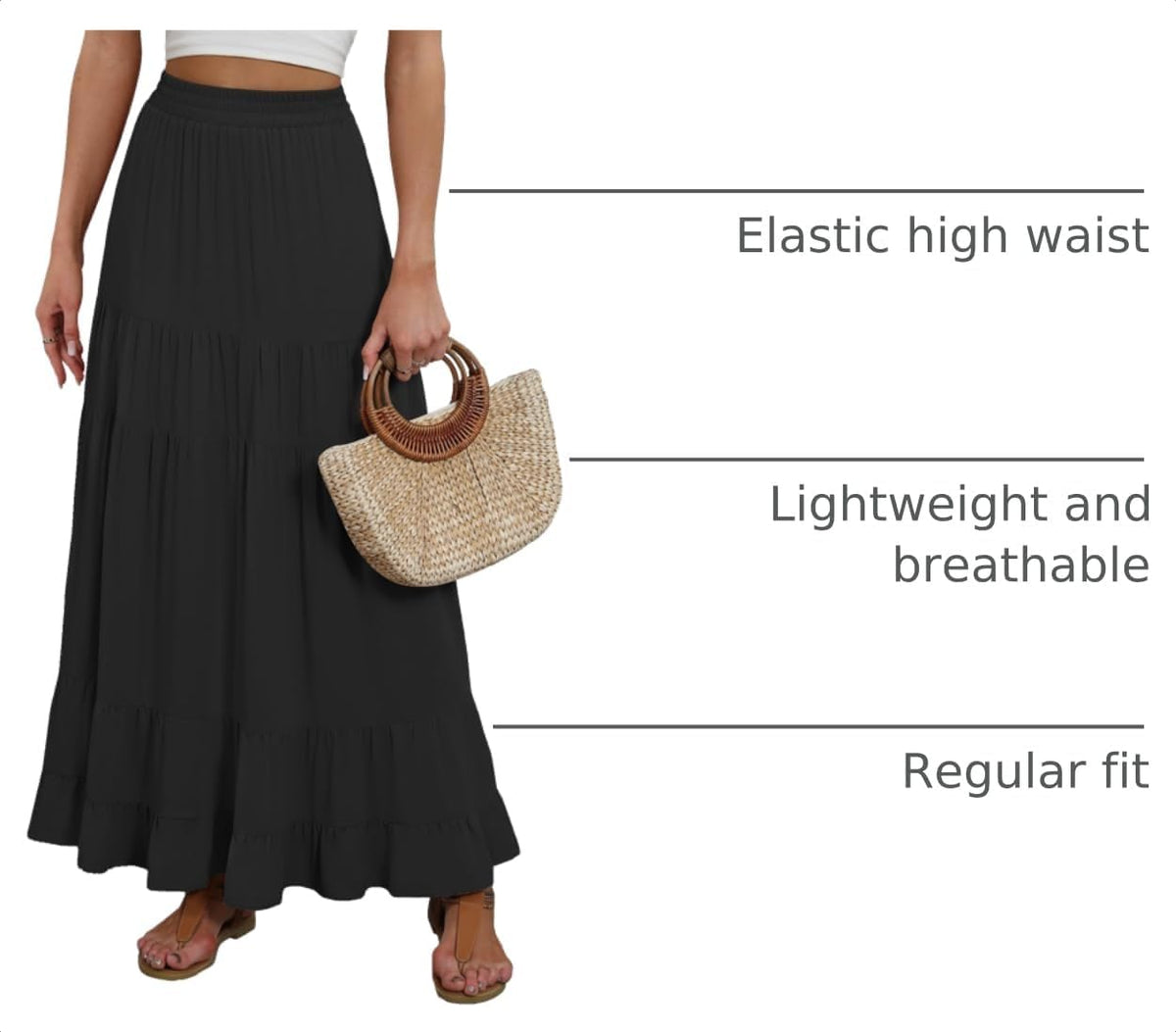 ANRABESS Women’s Summer Flowy Maxi Skirts with Pockets