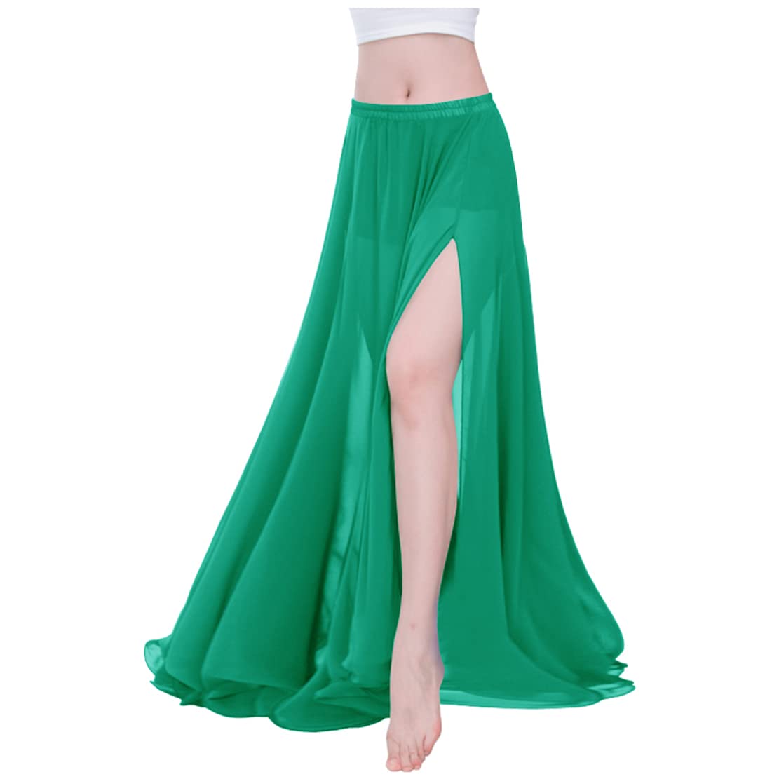 Indian Trendy Women Full/Ankle Length 2 Slide Slit Skirt Maxi Chiffon Long Petal