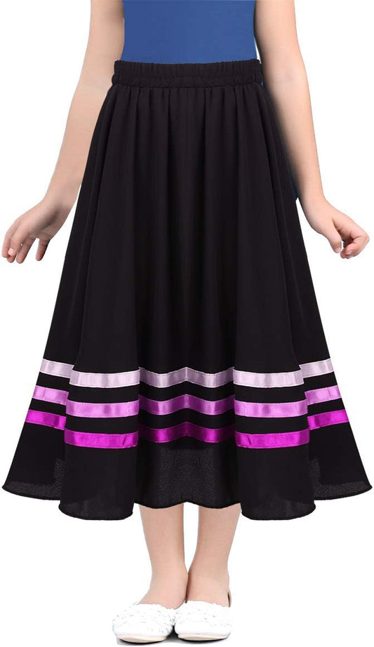 FEESHOW Girls Ballet Character Circle Skirt Rad Style Liturgical Full Long Circle Dance Skirt Lyrical Praise wear Dress