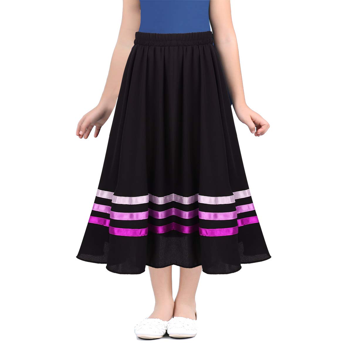 FEESHOW Girls Ballet Character Circle Skirt Rad Style Liturgical Full Long Circle Dance Skirt Lyrical Praise wear Dress