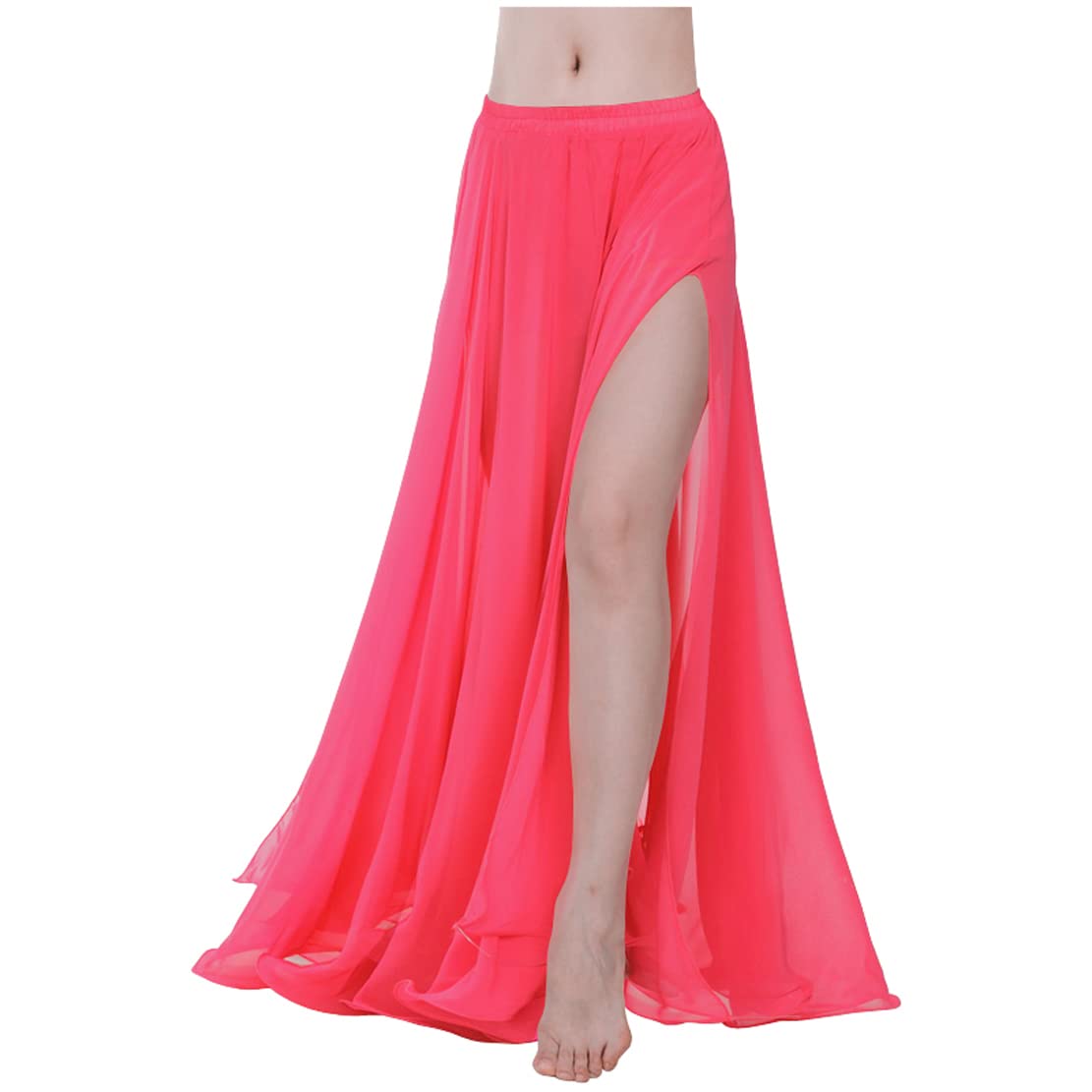 Indian Trendy Women Full/Ankle Length 2 Slide Slit Skirt Maxi Chiffon Long Petal