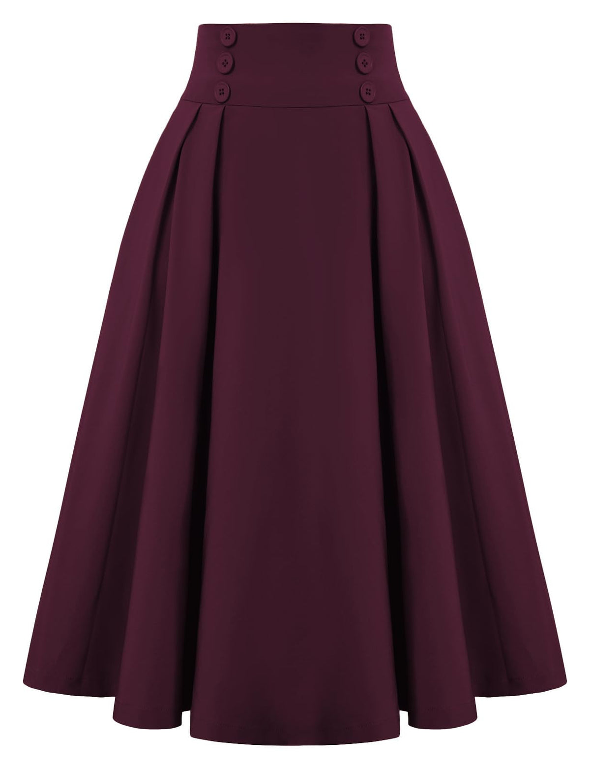 Belle Poque Women's Midi Pleated A-Line Skirts Pockets