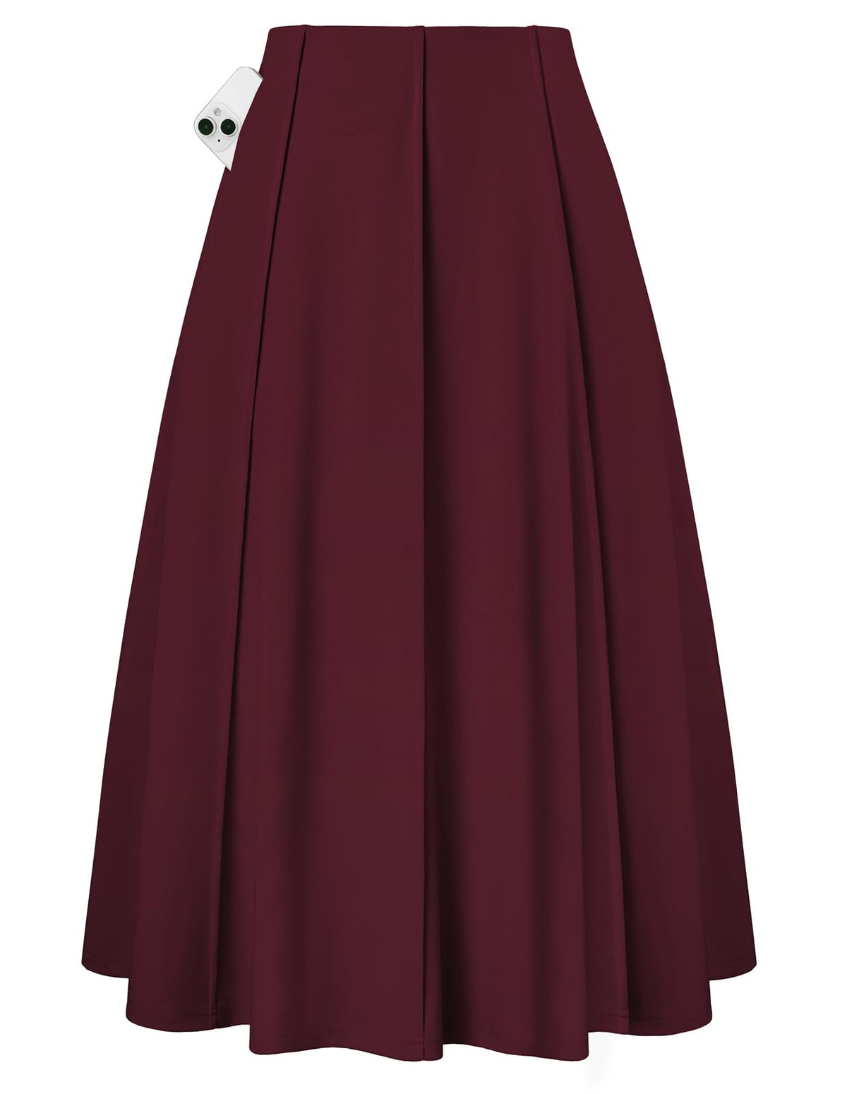 Kate Kasin Women's Midi A Line High Waisted Flowy Skirts with Pockets