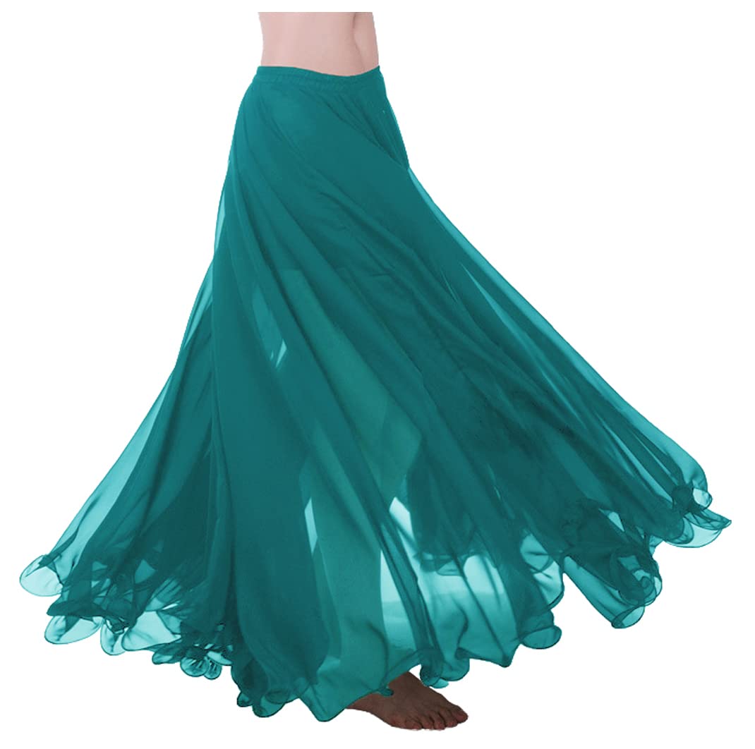 themilestocks Women Chiffon Maxi Skirt 9 Yard Hem Long Summer Mopping Dress Ankle-Length Elastic Pleated Retro Beach
