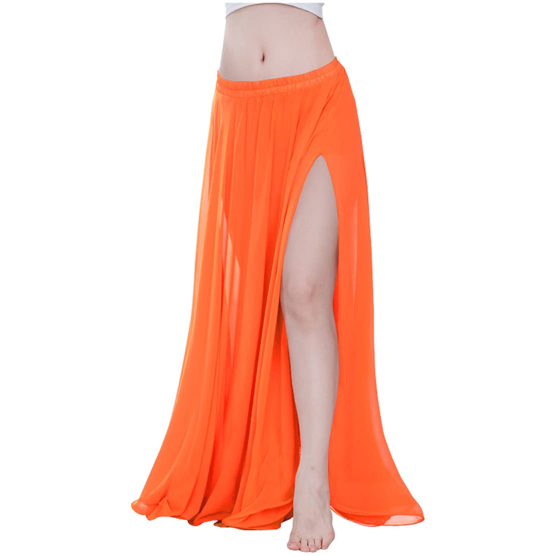 Indian Trendy Women Full/Ankle Length 2 Slide Slit Skirt Maxi Chiffon Long Petal