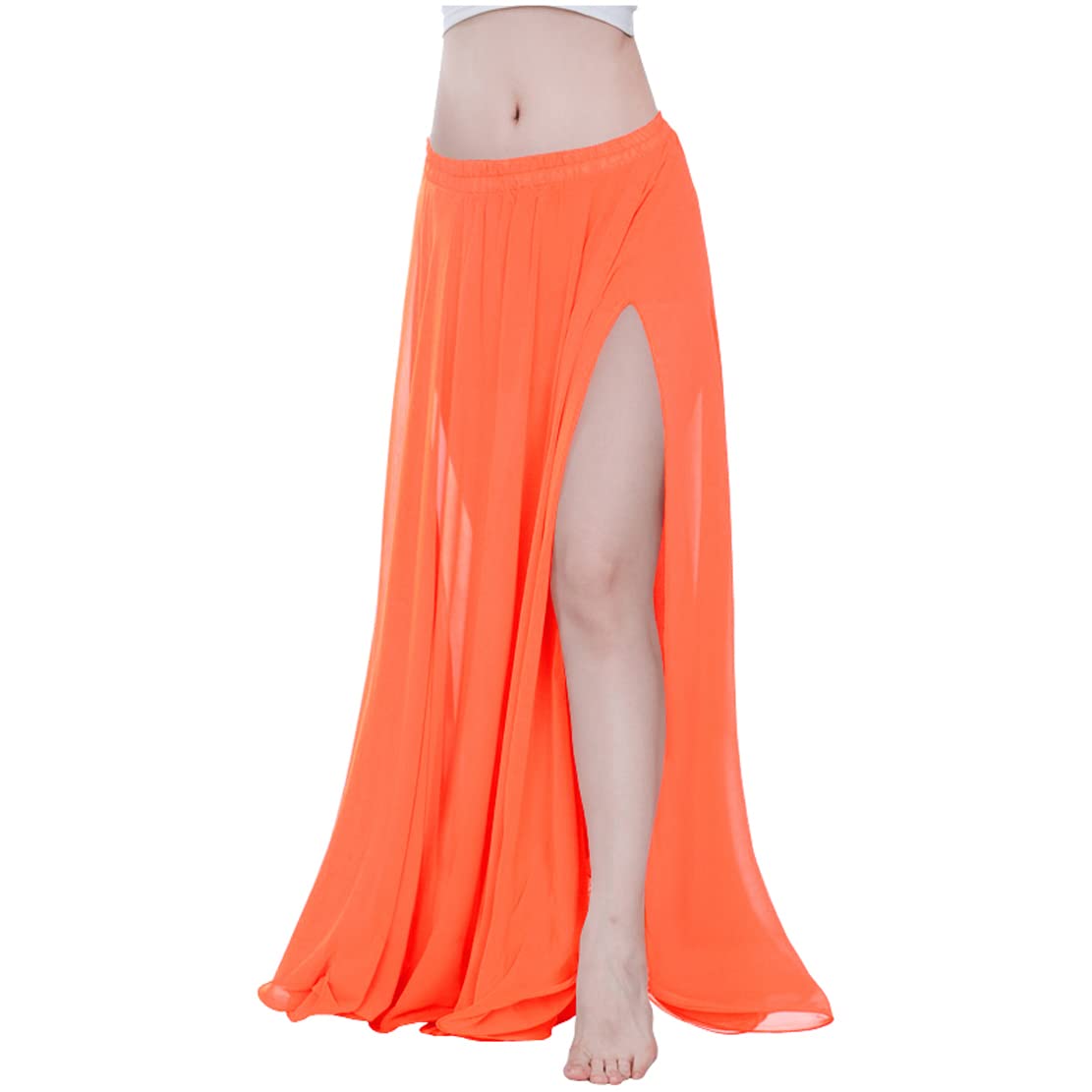 Indian Trendy Women Full/Ankle Length 2 Slide Slit Skirt Maxi Chiffon Long Petal