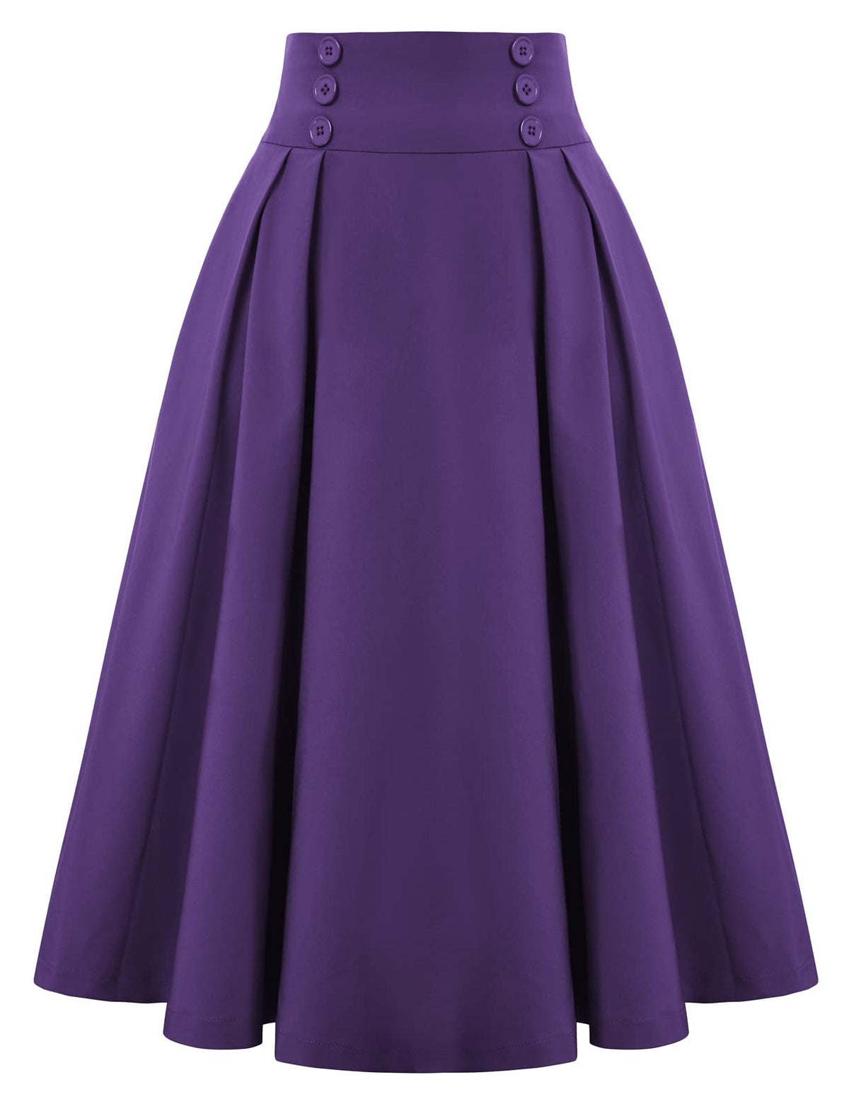 Belle Poque Women's Midi Pleated A-Line Skirts Pockets