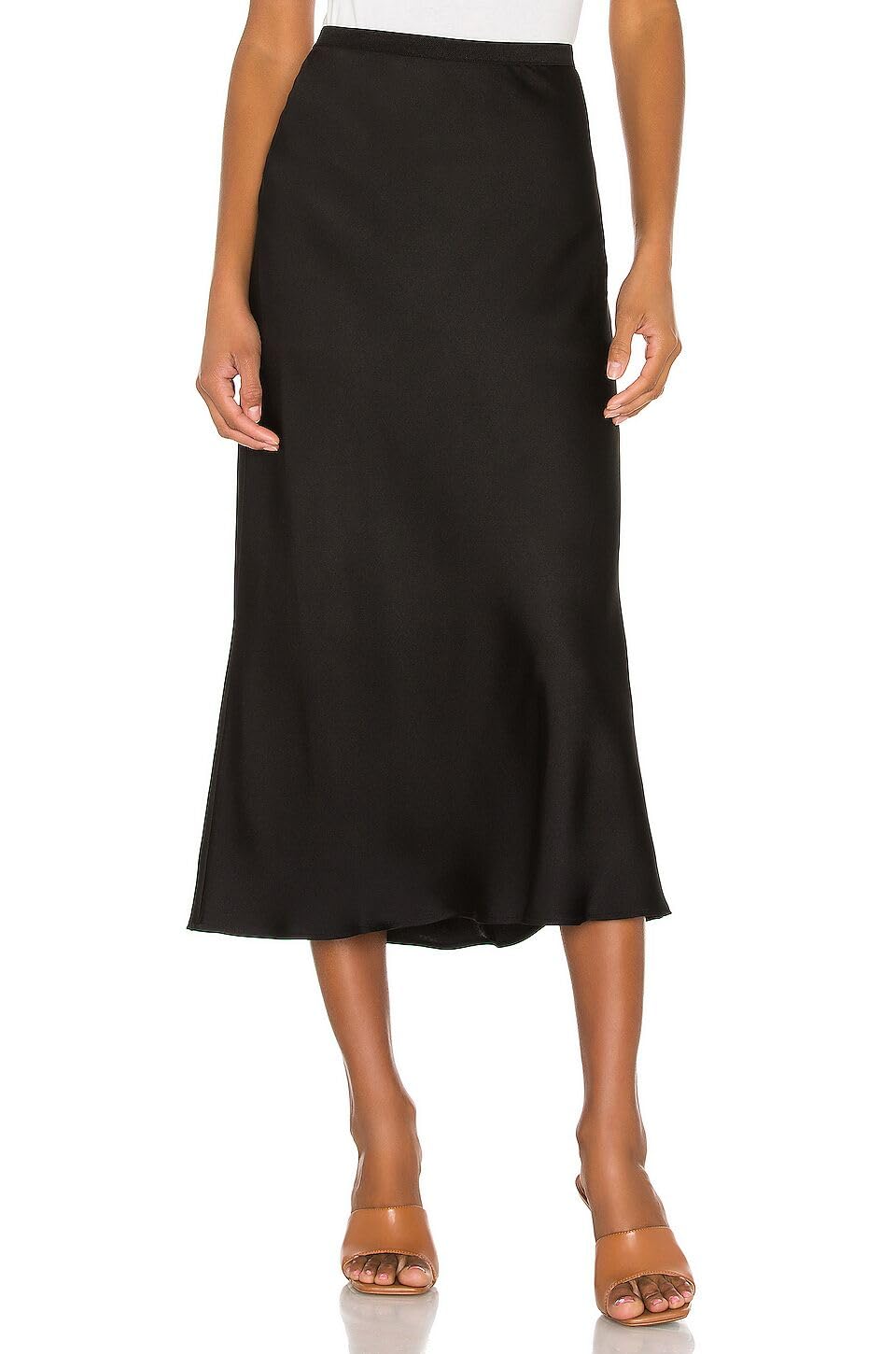 Women Silk Satin Mermaid Midi Skirt Elastic High Waist Office Work Skirt