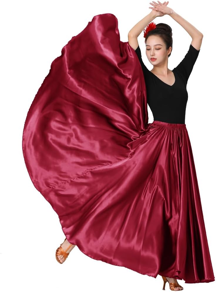 Womens Full Flowy Ankle Length Retro Long Maxi Tea Dance Skirt