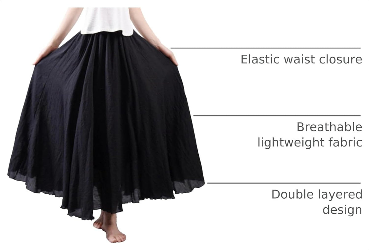 OCHENTA Boho Cotton Maxi Skirts Flowy Long A Line Skirt for Women S-L&Girls
