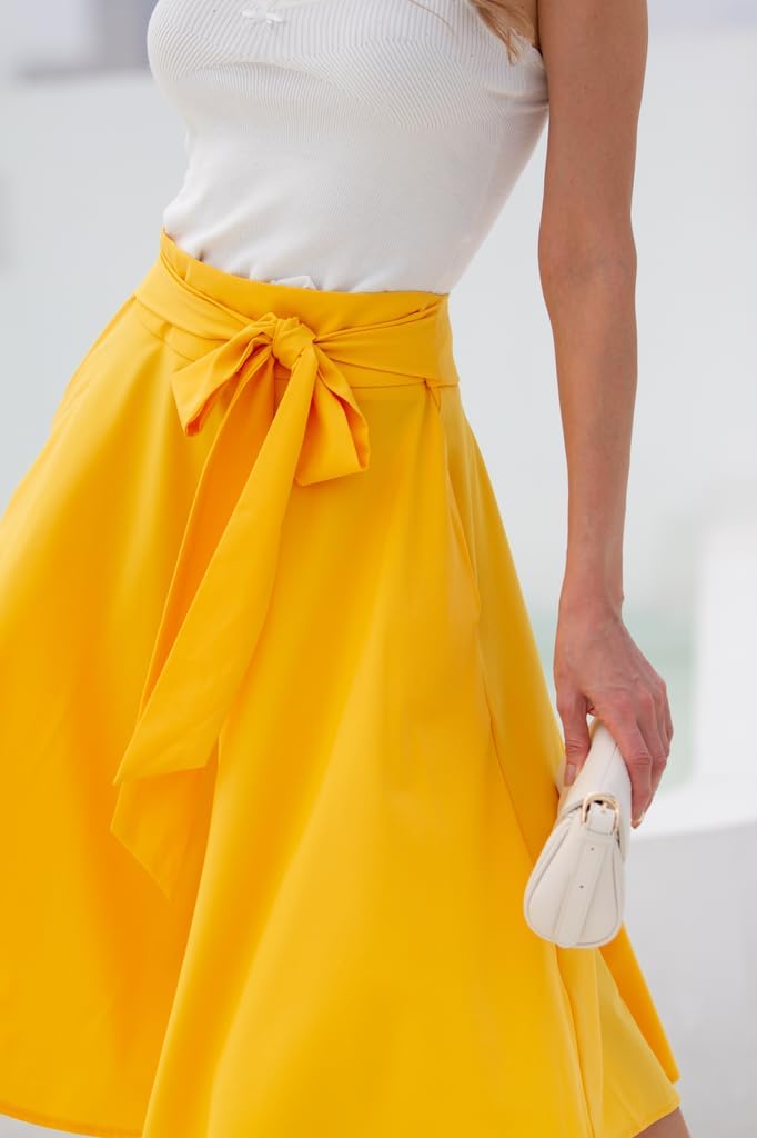 Belle Poque Women High Waisted A Line Skirt with Pockets