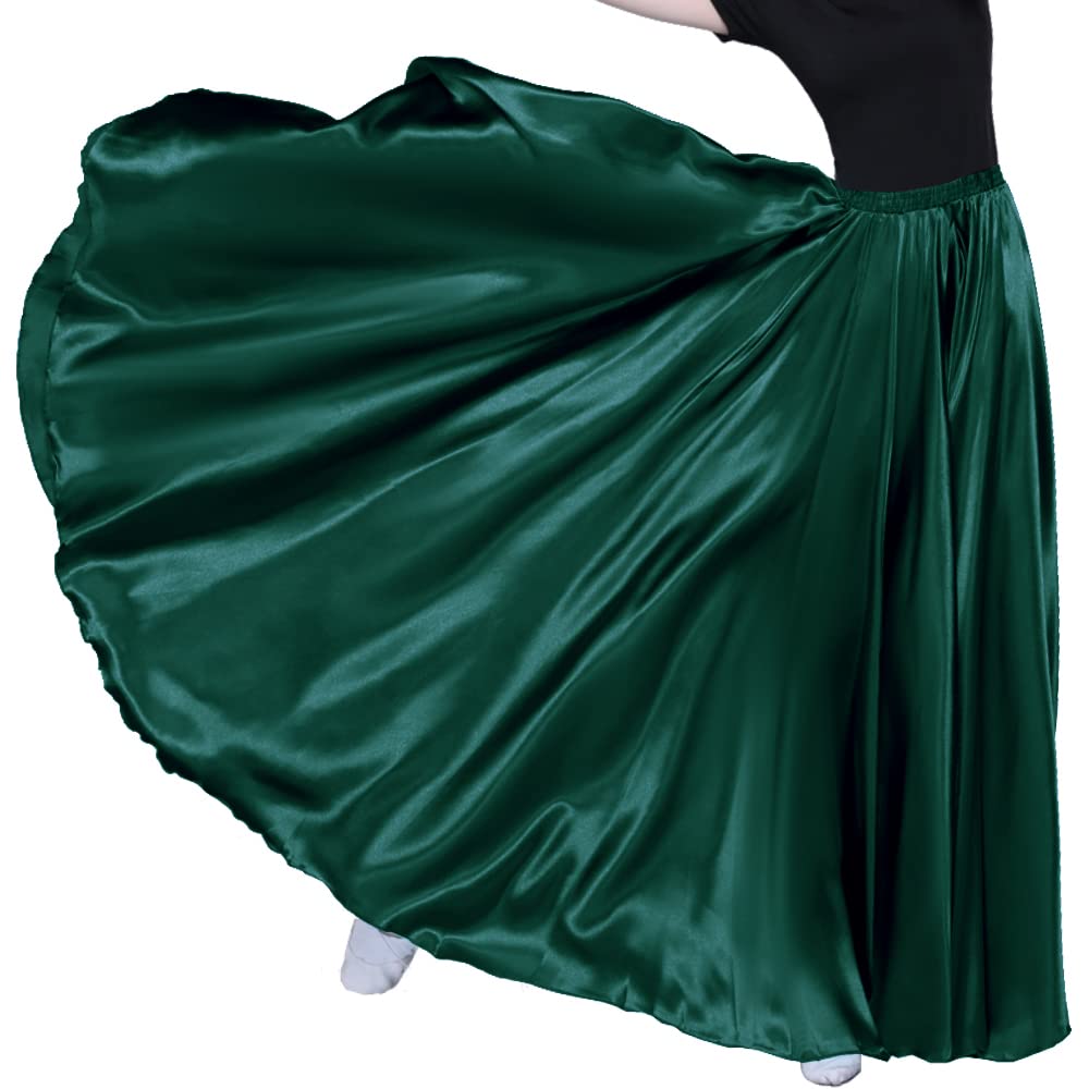 Women Long Tulle Shiny Satin Maxi Flowy Dance Skirt