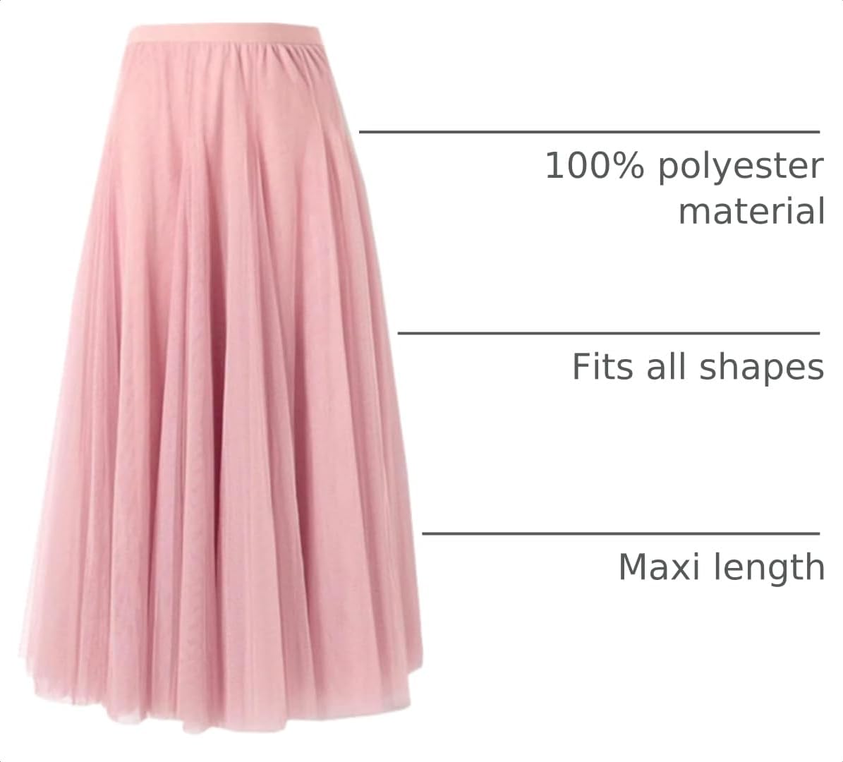 SANGTREE Women's Maxi Tulle Skirts A-Line Layered Long Mesh Flowy Skirt
