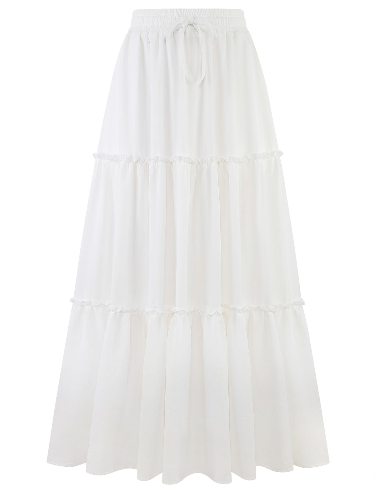 Arolina Women's Summer Maxi Skirt Trendy High Waist Pleated Ruffle Long Skirts Flowy Beach Boho Skirt Dress with Pockets