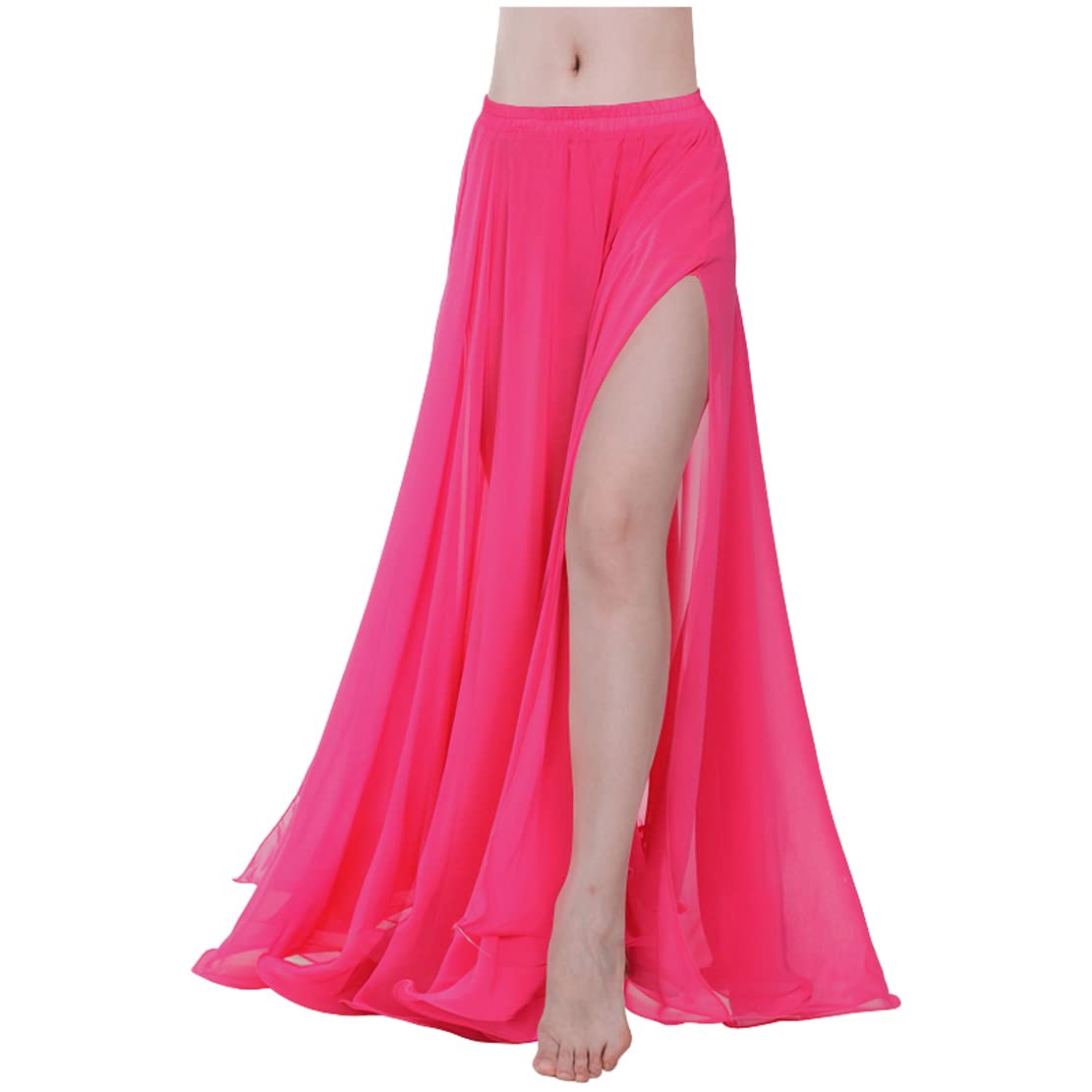 Indian Trendy Women Full/Ankle Length 2 Slide Slit Skirt Maxi Chiffon Long Petal