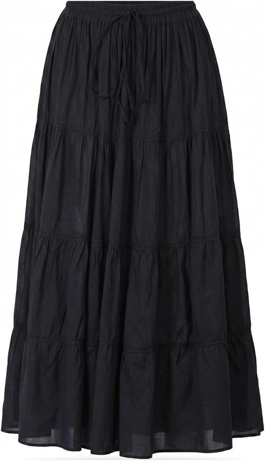 Soft Cotton Renaissance Faire Long Skirts for Women 2026 Summer Boho Flowy Maxi Skirt with Pockets