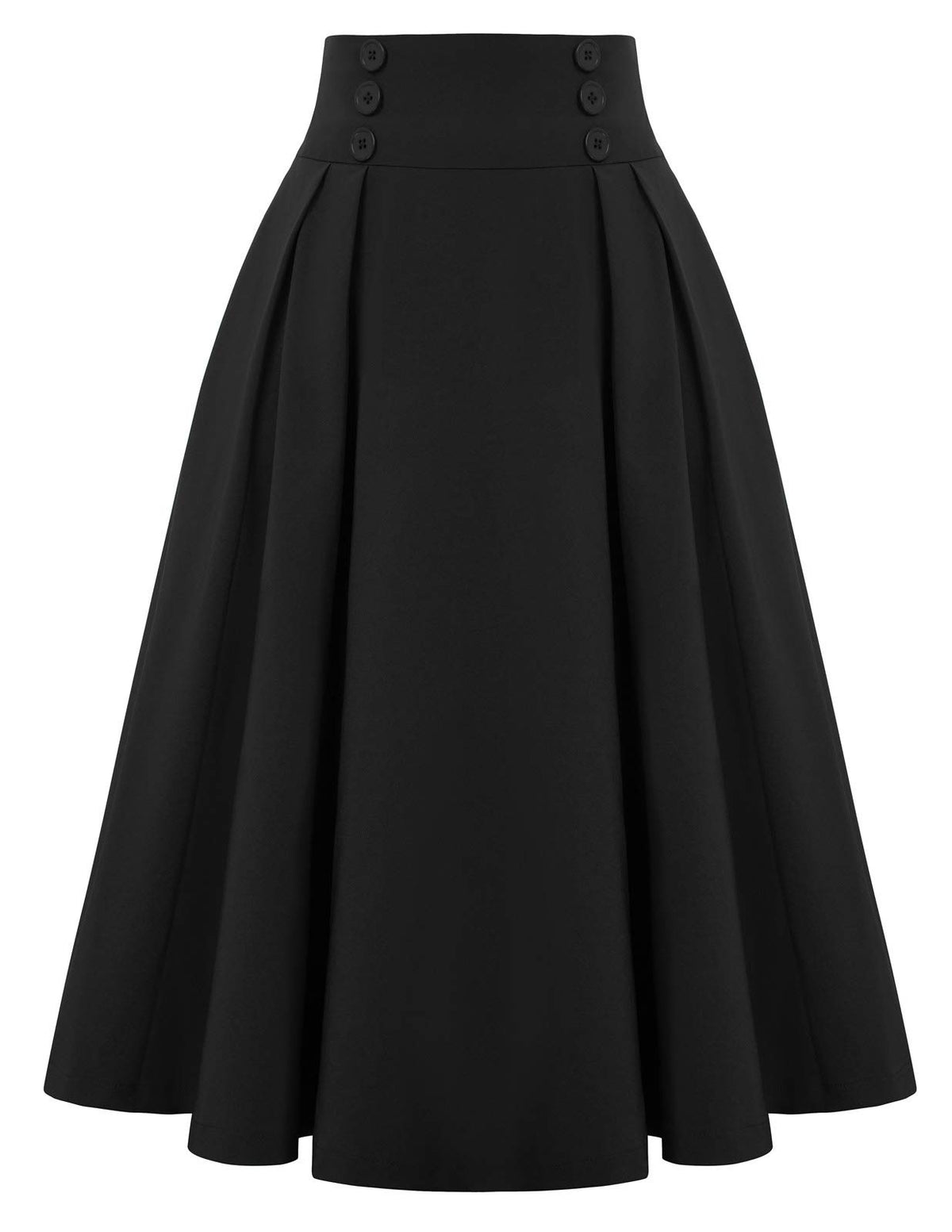 Belle Poque Women's Midi Pleated A-Line Skirts Pockets