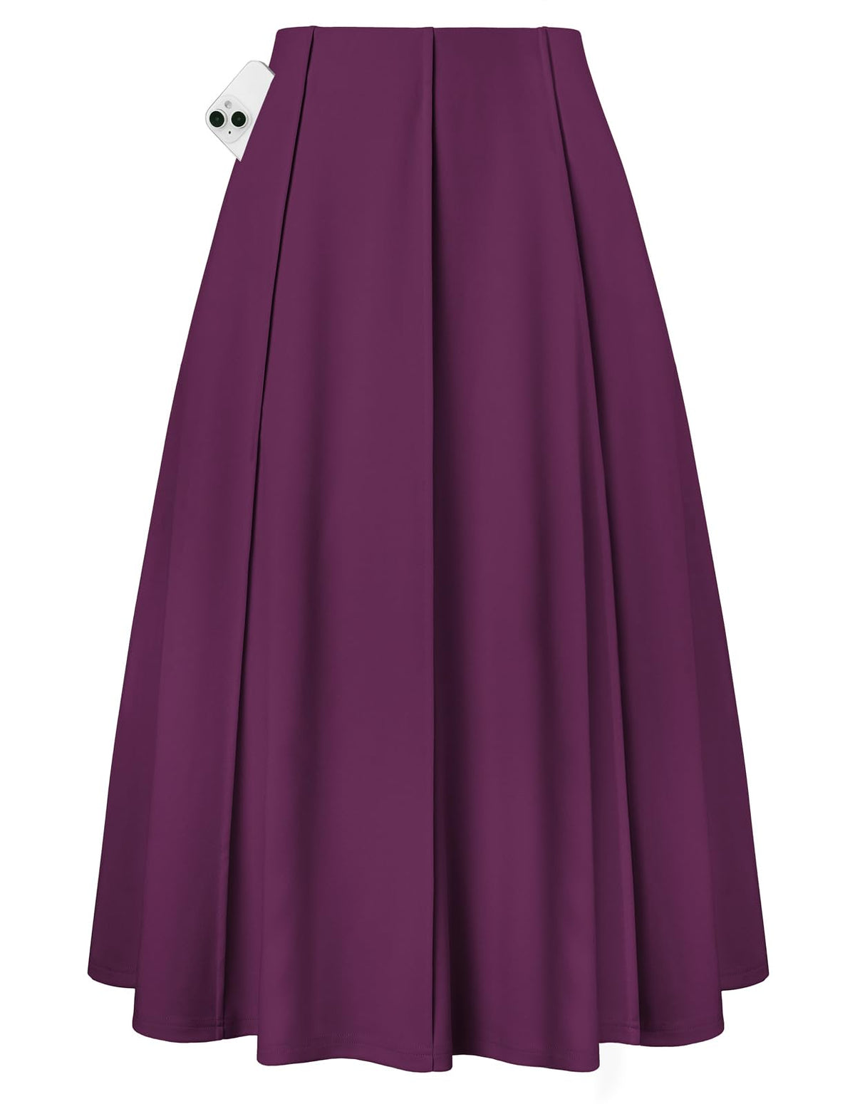 Kate Kasin Women's Midi A Line High Waisted Flowy Skirts with Pockets