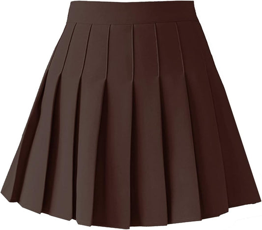 TONCHENGSD Women's High Waist Pleated Mini Skirt Skater Tennis Skirt
