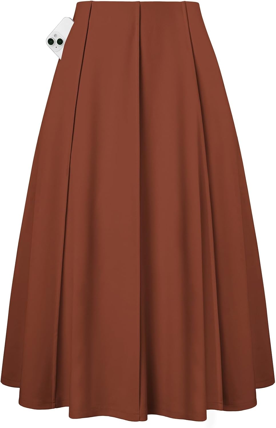 Kate Kasin Women's Midi A Line High Waisted Flowy Skirts with Pockets