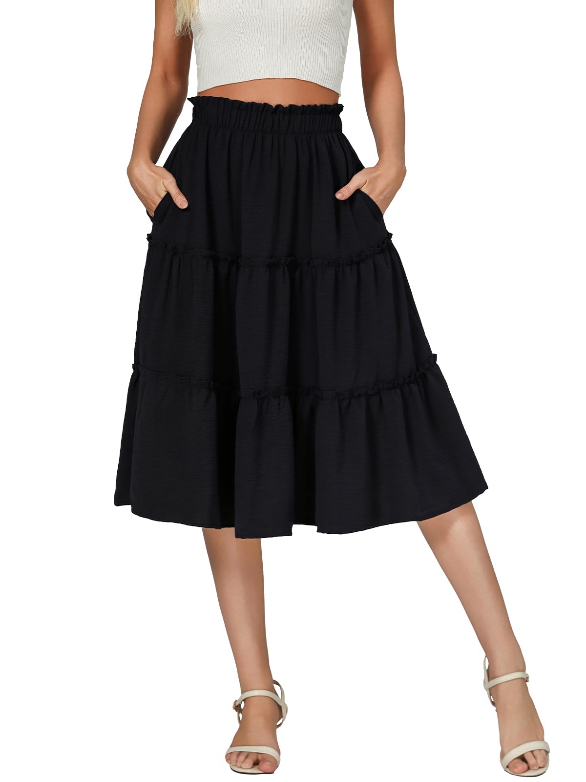Berydress Midi Skirts for Women 2026 High Waist Casual Summer Boho Skirt