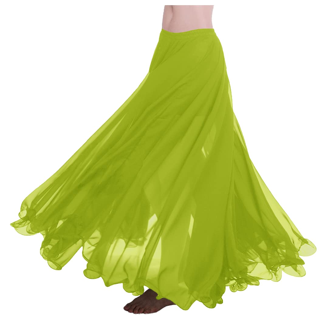 themilestocks Women Chiffon Maxi Skirt 9 Yard Hem Long Summer Mopping Dress Ankle-Length Elastic Pleated Retro Beach