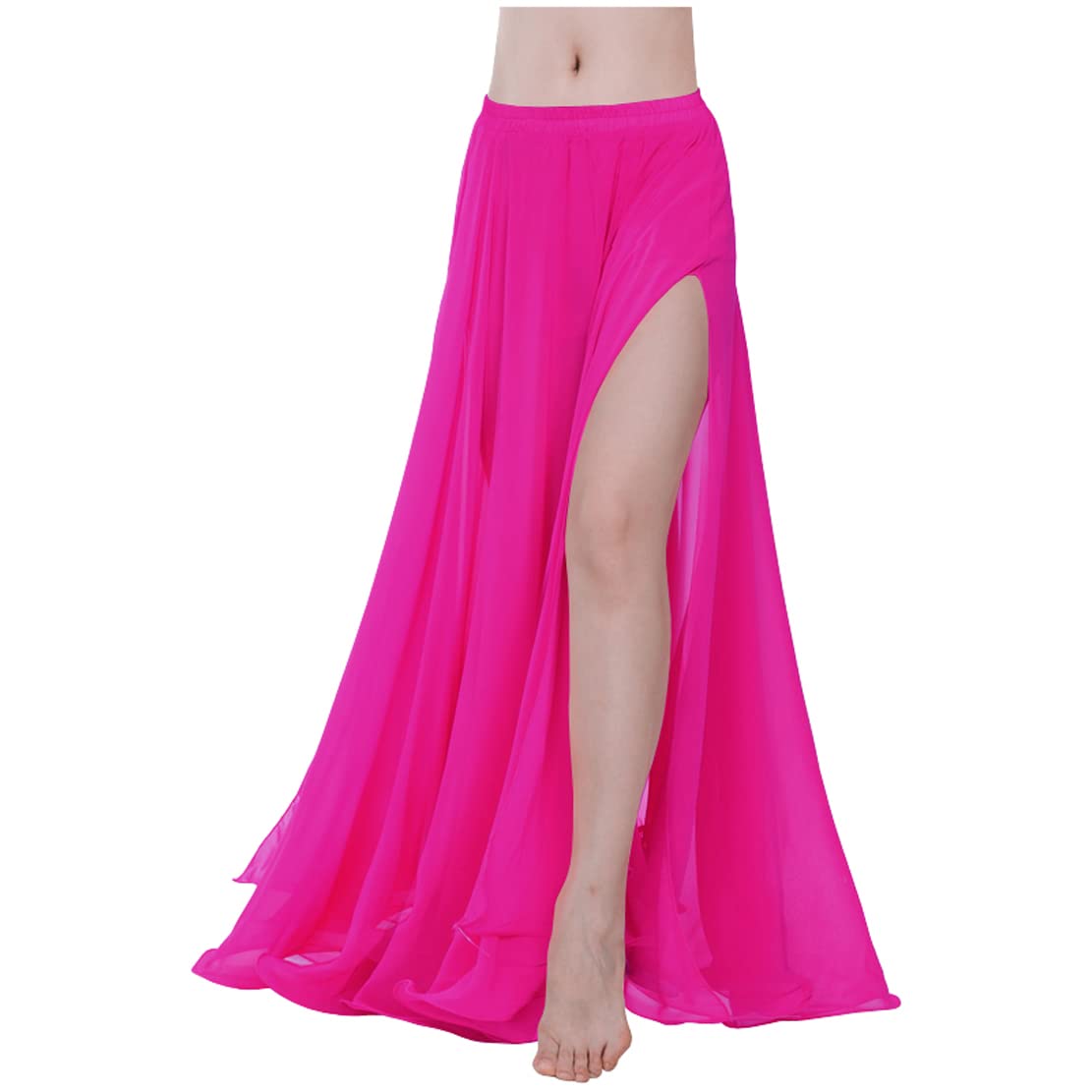 Indian Trendy Women Full/Ankle Length 2 Slide Slit Skirt Maxi Chiffon Long Petal