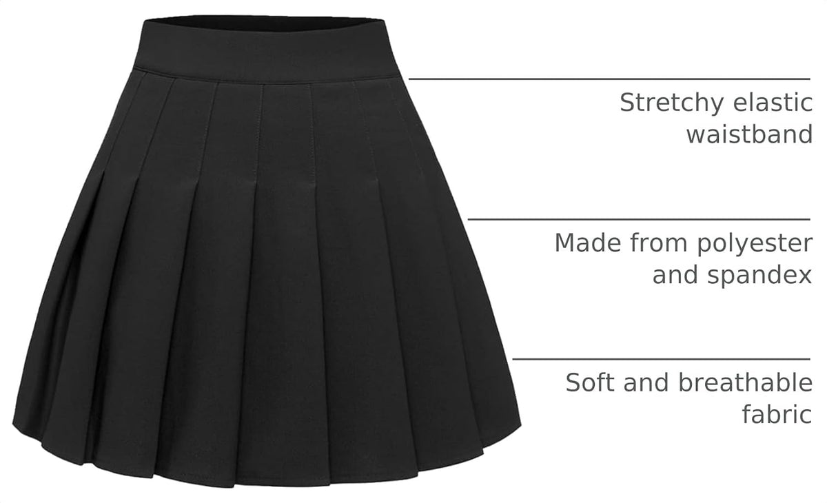 Womens Pleated Skirts High Waist Mini Tennis Skater Skirt