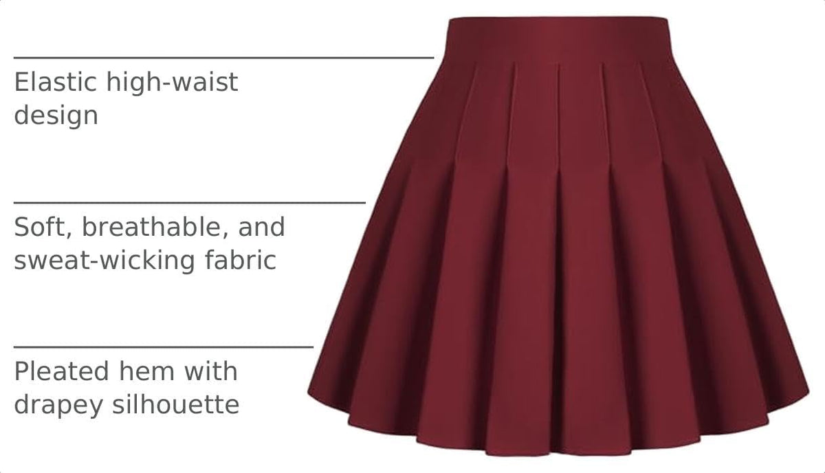 Dressever Women's Pleated A-Line Tennis Skirt