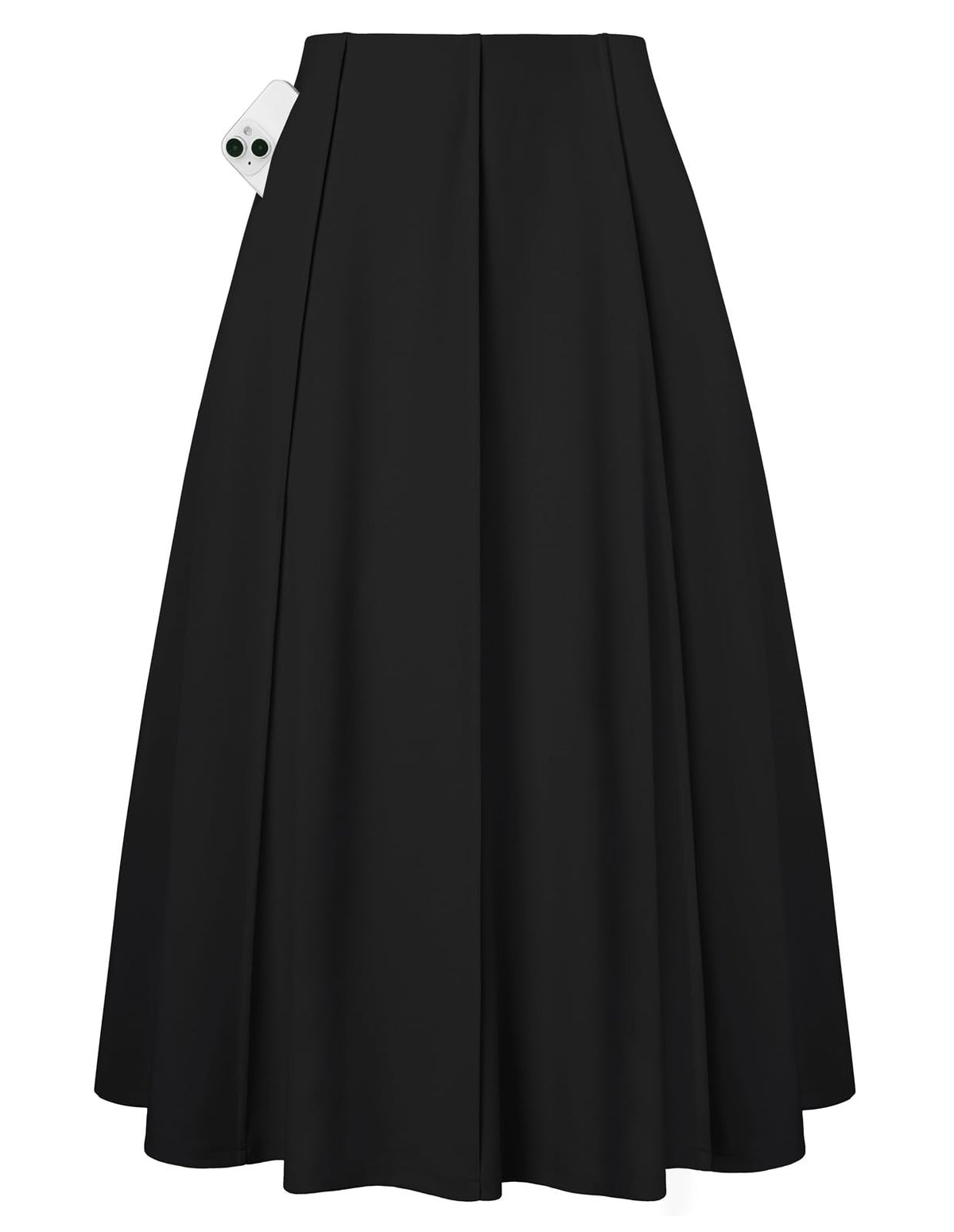 Kate Kasin Women's Midi A Line High Waisted Flowy Skirts with Pockets