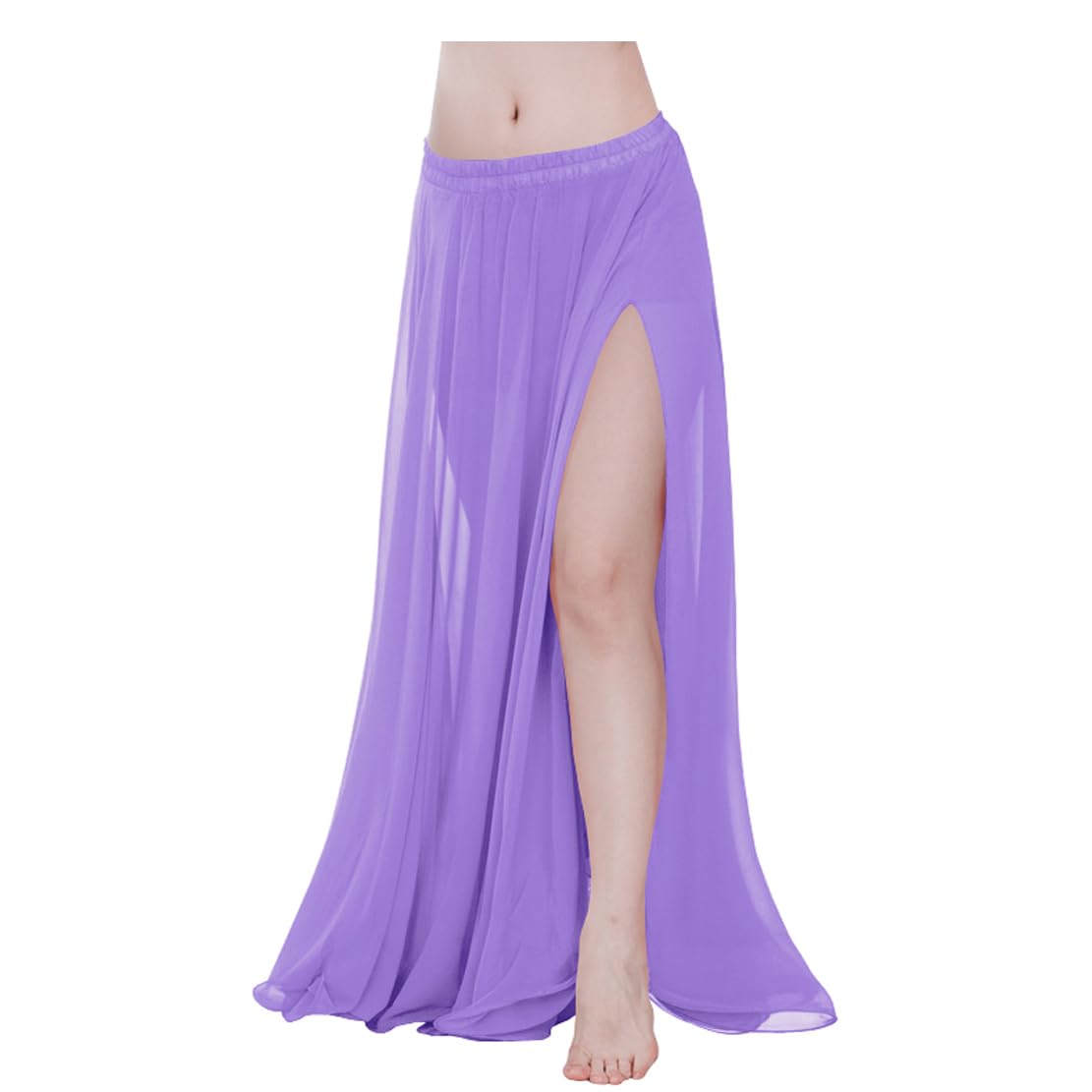 Indian Trendy Women Full/Ankle Length 2 Slide Slit Skirt Maxi Chiffon Long Petal