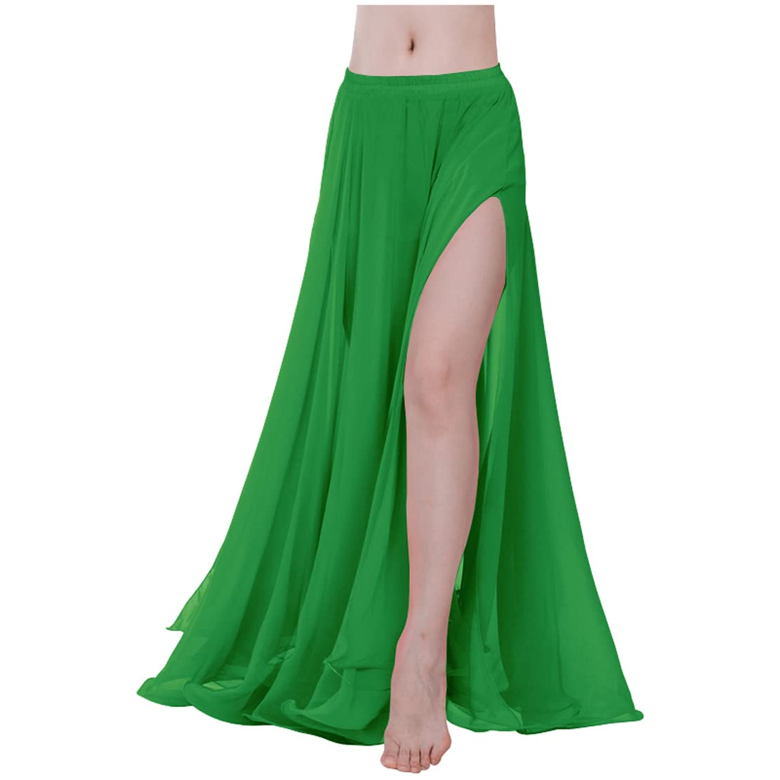 Indian Trendy Women Full/Ankle Length 2 Slide Slit Skirt Maxi Chiffon Long Petal