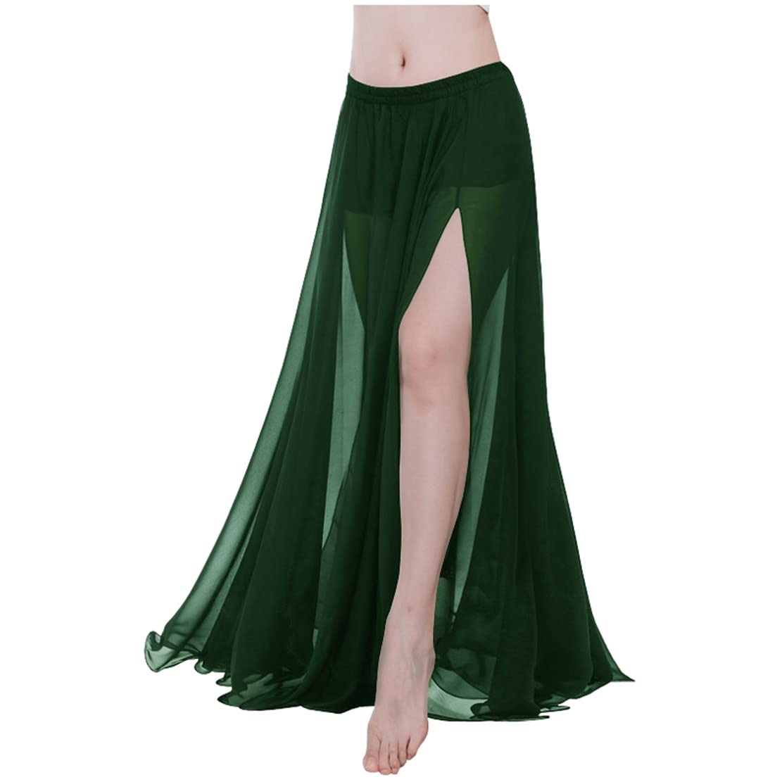 Indian Trendy Women Full/Ankle Length 2 Slide Slit Skirt Maxi Chiffon Long Petal