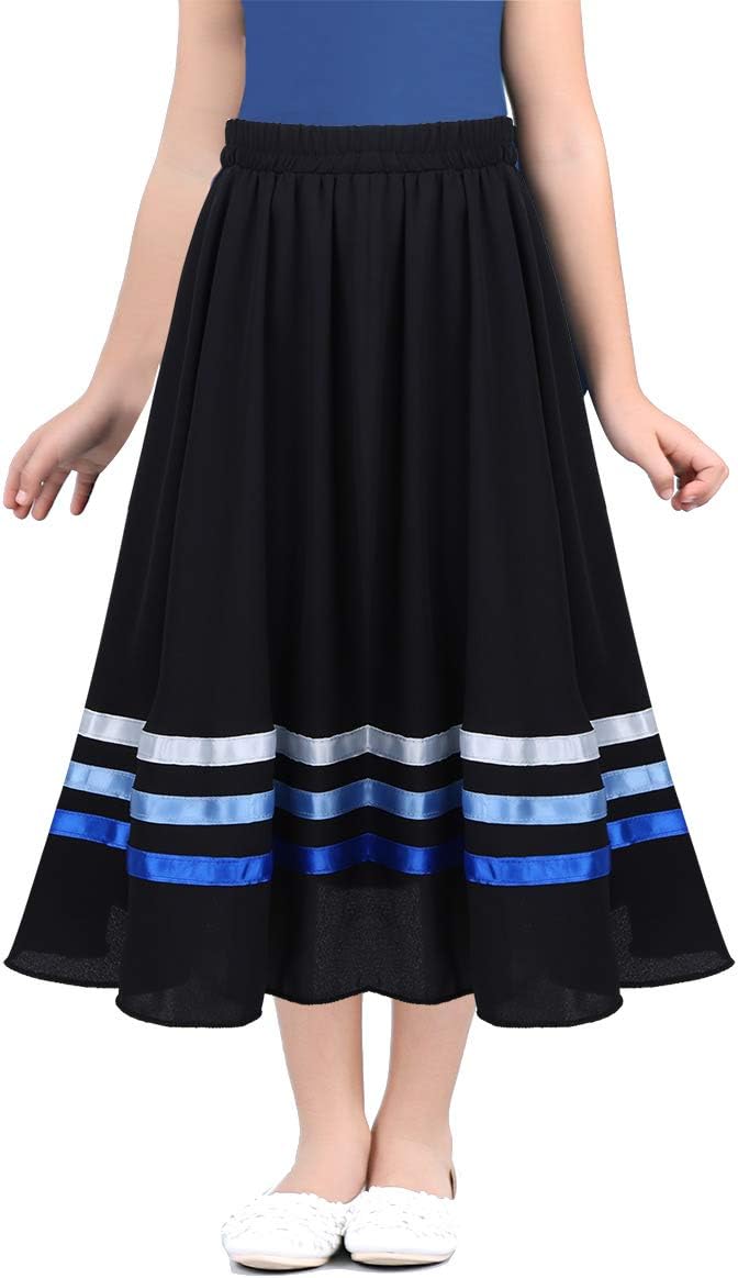 FEESHOW Girls Ballet Character Circle Skirt Rad Style Liturgical Full Long Circle Dance Skirt Lyrical Praise wear Dress