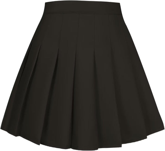 Womens Girls Pleated Skirt School Uniform Skorts High-waisted A-line Skirt