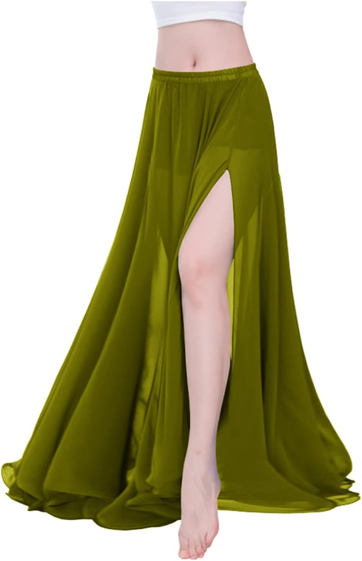 Indian Trendy Women Full/Ankle Length 2 Slide Slit Skirt Maxi Chiffon Long Petal