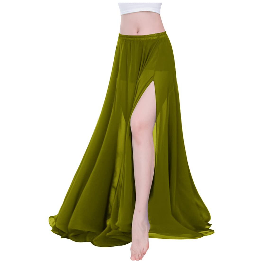 Indian Trendy Women Full/Ankle Length 2 Slide Slit Skirt Maxi Chiffon Long Petal
