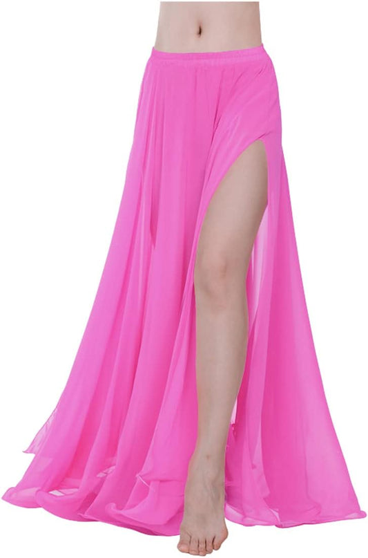 Indian Trendy Women Full/Ankle Length 2 Slide Slit Skirt Maxi Chiffon Long Petal