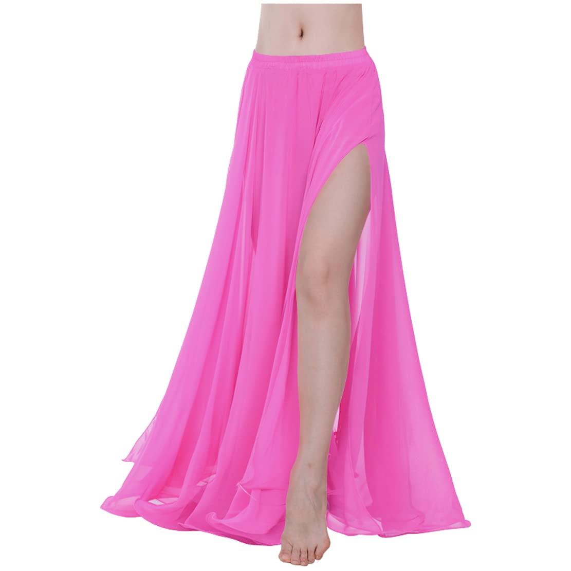 Indian Trendy Women Full/Ankle Length 2 Slide Slit Skirt Maxi Chiffon Long Petal