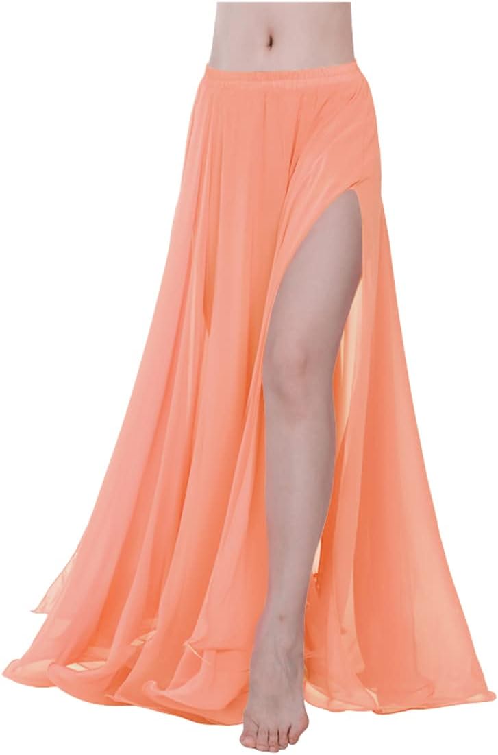 Indian Trendy Women Full/Ankle Length 2 Slide Slit Skirt Maxi Chiffon Long Petal