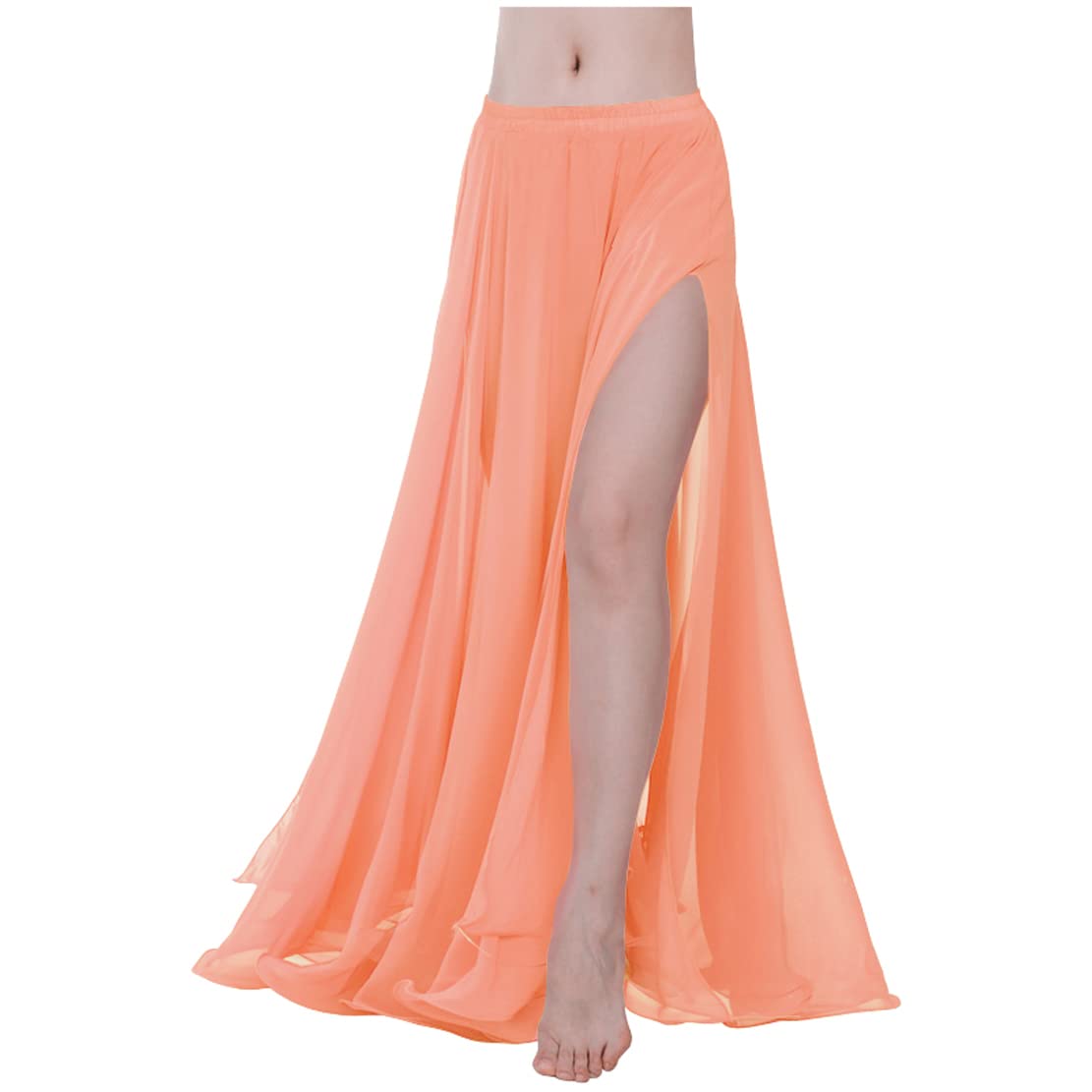 Indian Trendy Women Full/Ankle Length 2 Slide Slit Skirt Maxi Chiffon Long Petal