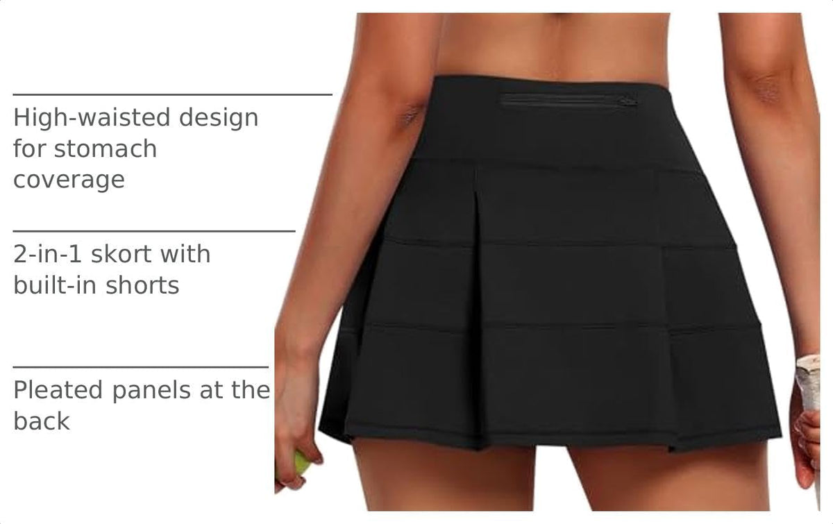 JoyGirl Womens Tennis Skirt with Shorts Pleated Golf Skirt High Waist Pickleball Skirts Athletic Skorts with Pockets