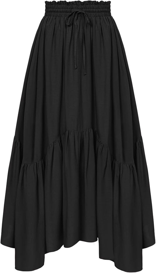 Scarlet Darkness Maxi Skirts for Women Flowy Boho Renaissance Skirt