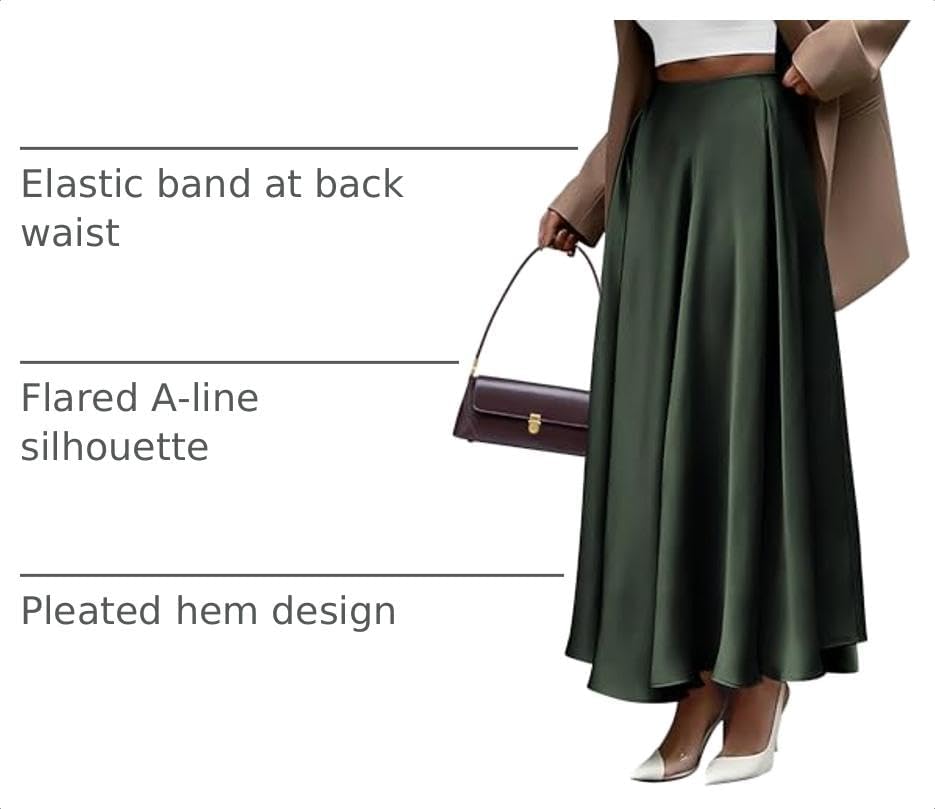 BTFBM Satin Maxi Skirts for Women Fall 2026