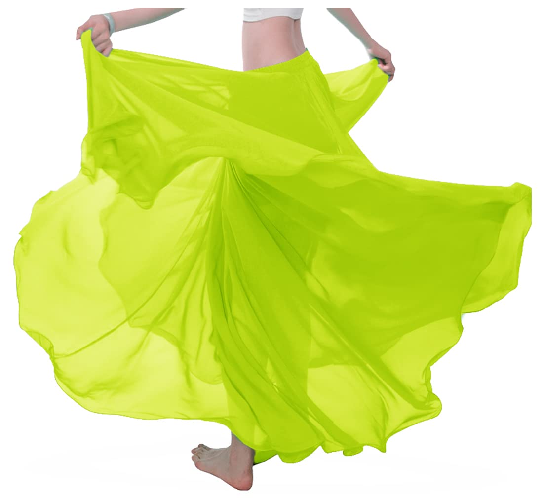themilestocks Women Chiffon Maxi Skirt 9 Yard Hem Long Summer Mopping Dress Ankle-Length Elastic Pleated Retro Beach