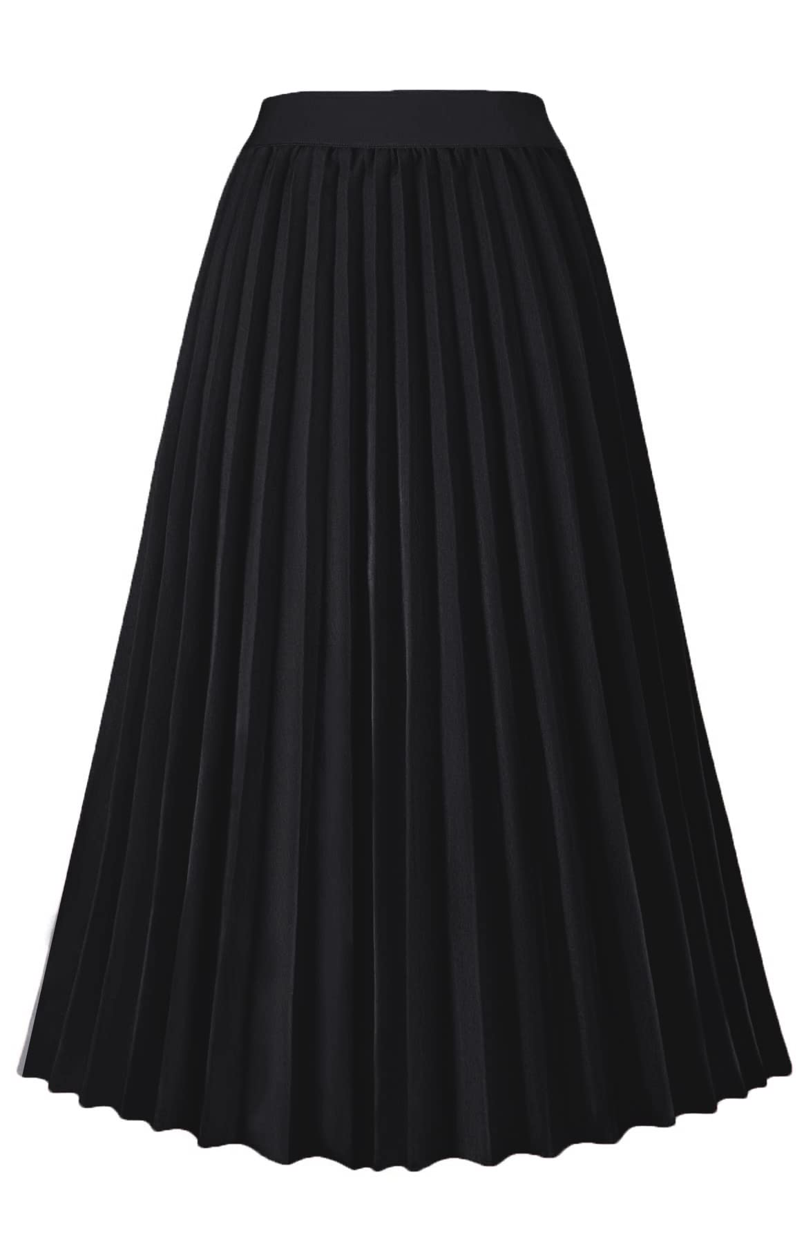 GOLDSTITCH Women's High Waist Pleated Skirt A line Swing Midi Skirt