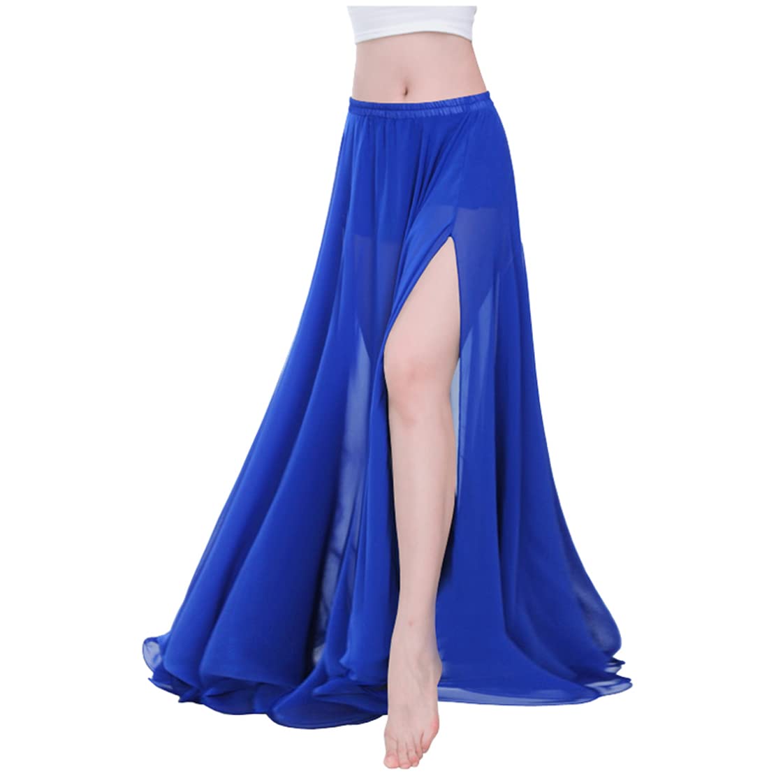Indian Trendy Women Full/Ankle Length 2 Slide Slit Skirt Maxi Chiffon Long Petal