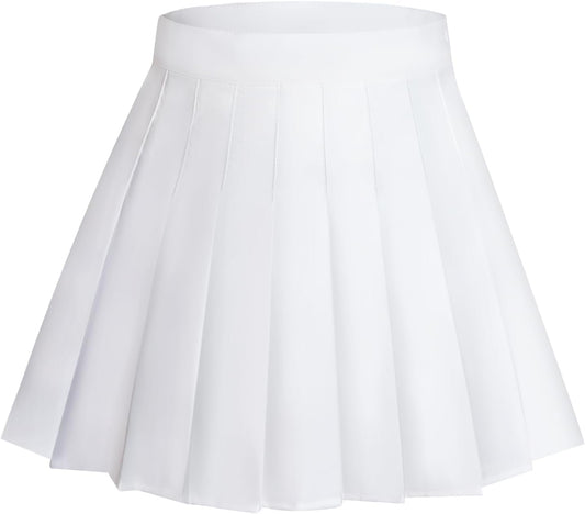 Rbenxia Womens Girl High Waisted Pleated Skirt A-Line Mini Skirt School Uniform Skater Tennis Skirts with Lining Shorts