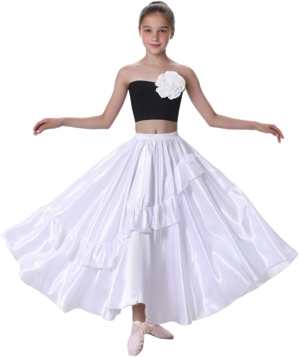 SANCAN Girls Ruffle Style Dance Skirt